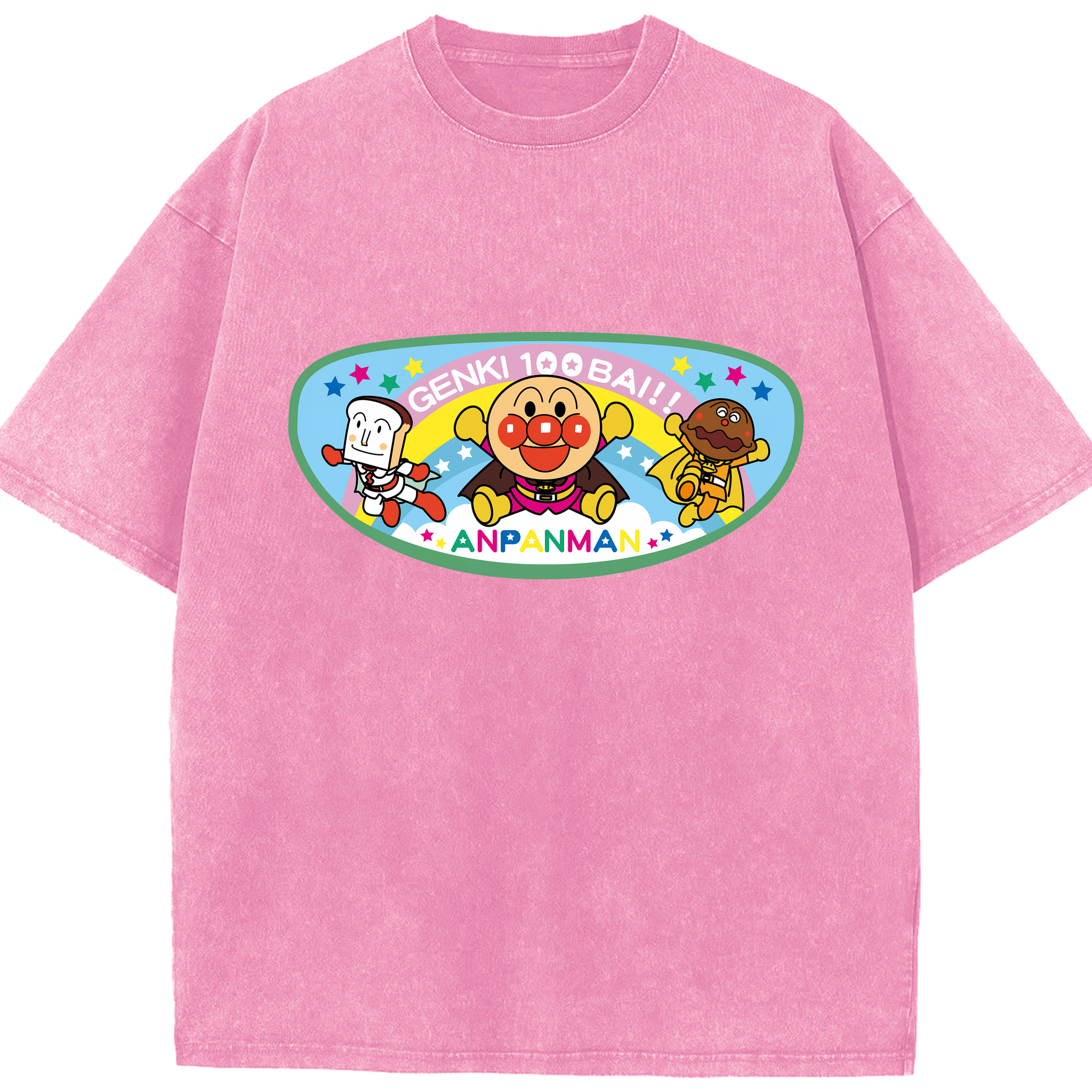 （画像用） アンパンマン Anpanman 綿100% ヴィンテージ風 半袖Tシャツ（フロントプリント）